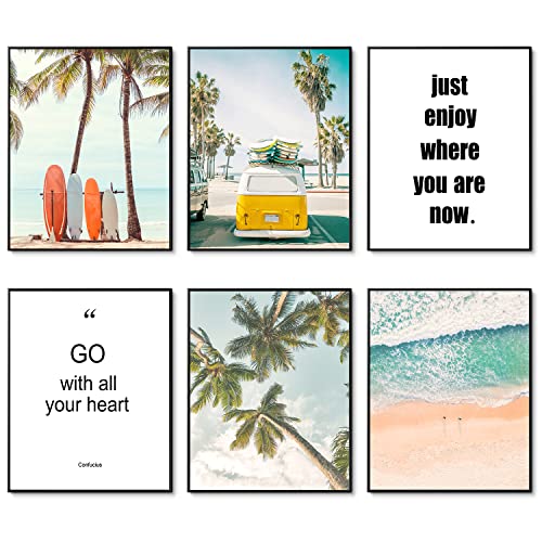HoozGee Affiches murales de plage Lot de 6 Palmier de paysage marin Poster Décoration murale Nature Paysage Côtier Impressions D'art Photos 8
