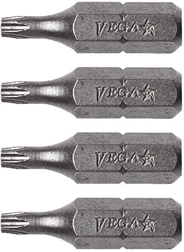 VEGA T6 TORX Security Bits. Professional Grade ¼ Inch Hex Shank TORX T-6 S2 Steel 1