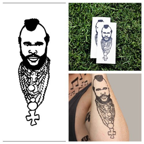 Tattify Retro Temporary Tattoo - Mr T (Set of 2)