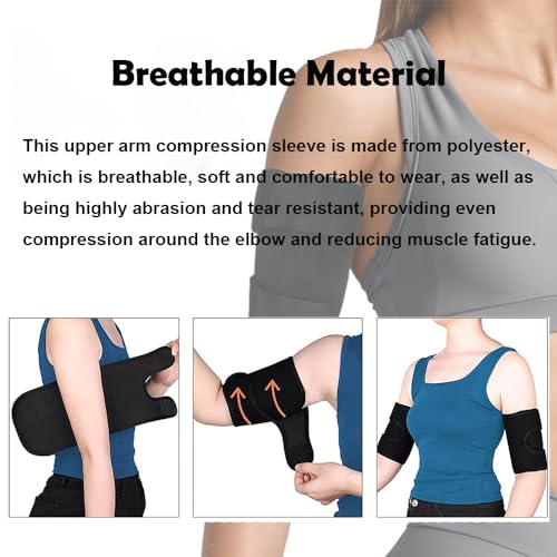 Deyixinup 2 PCS Upper Arm Sleeve Compression Adjustable Elbow Brace Arm Support Wrap Elastic Biceps Triceps Muscle Support for Men Women Workout Cycle Basketball Upper Arm Support - Image 5