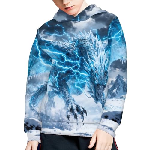 Image of WELLFLYHOM Boys Hooded Sweatshirts Hoodie Pullover Cool Graphic Crewneck Blouses Size 6-16