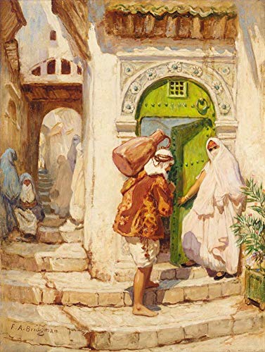 Peinture à l'huile Le Porteur d'Eau Bridgman fait main