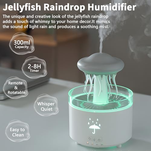 Humidificateur diffuseur d'arôme 300ML avec télécommande et effet pluie