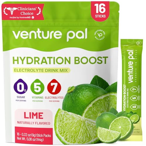 Image of Venture Pal Sugar Free Electrolyte Powder, Liquid Daily IV Hydration Packet | 7 Electrolytes & 5 Vitamins Instantly Hydration, Electrolyte Dink Mix for Sports & Recovery, Vegan, Keto-Friendly, 16 Sticks