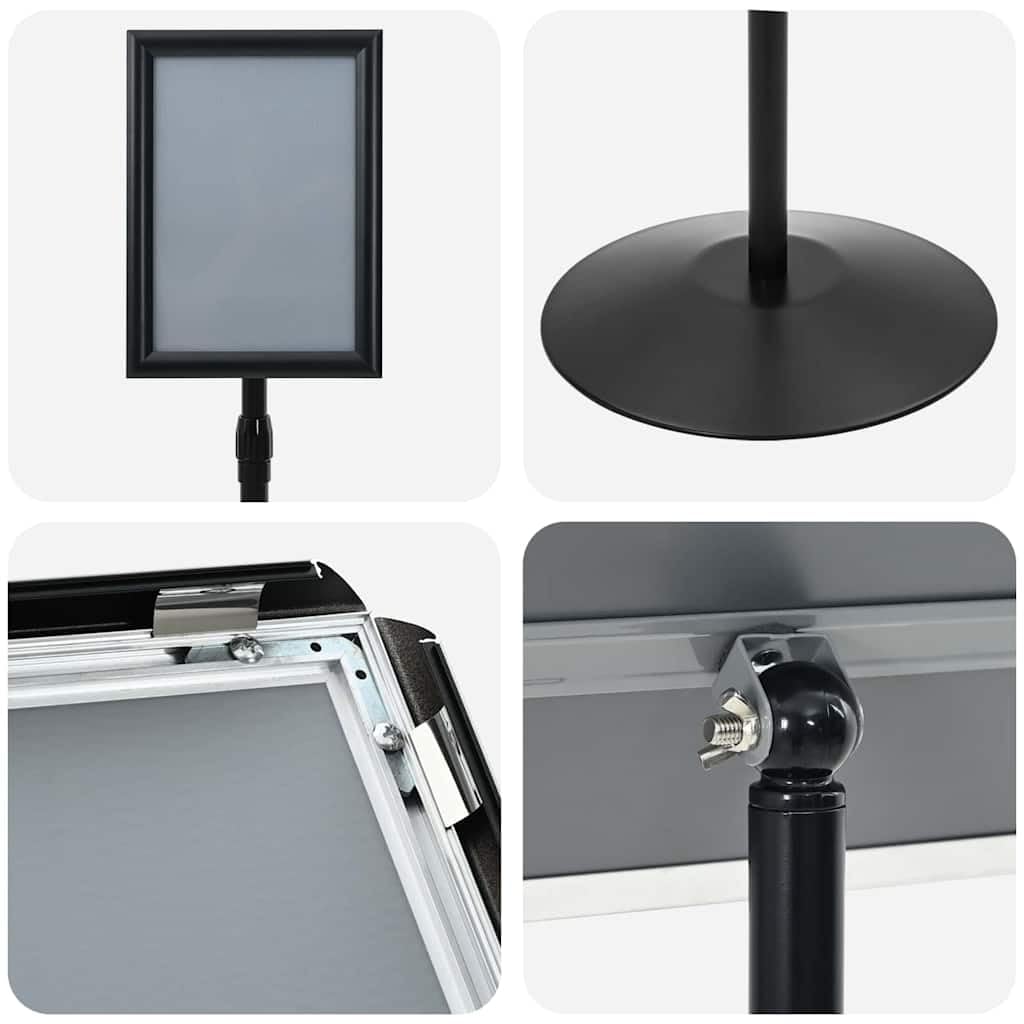 Podest Plakatständer A4 für Werbung, höhenverstellbarer Schildhalter aus Aluminium und Stahl, Flexibler Kundenstopper für Büro und Einzelhandel, Silber