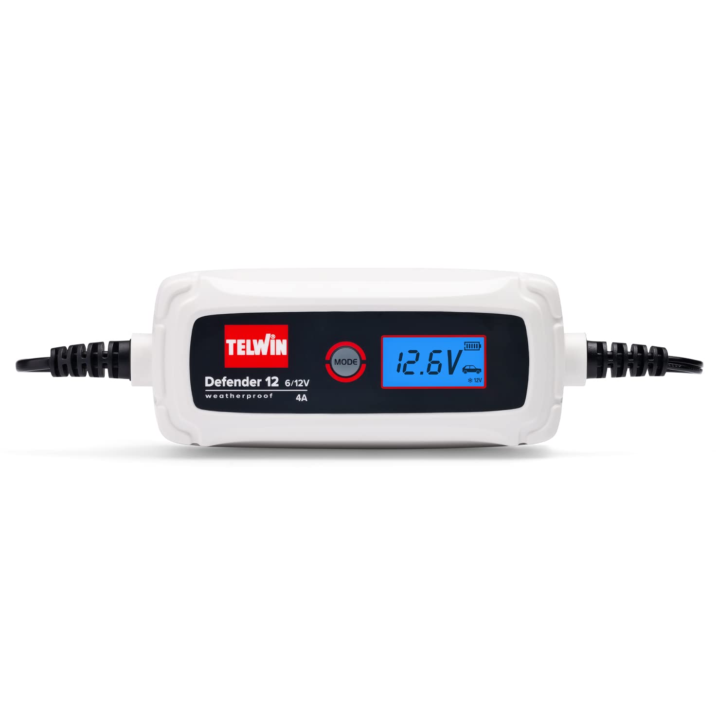 Telwin 807607 Defender 12 Elektroniczna ładowarka i opiekun do akumulatorów 6/12V, wyświetlacz LCD