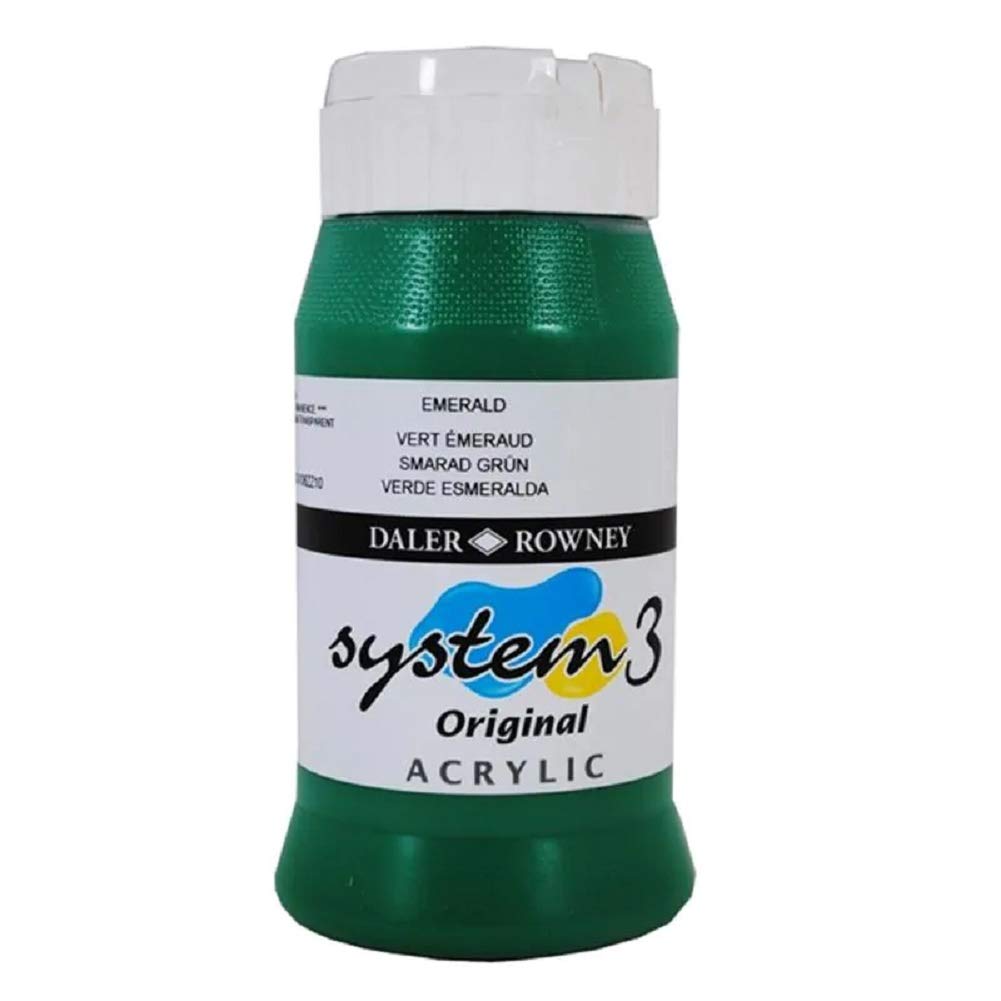 Daler Rowney System 3 Emerald Acrylic Paint 500ml