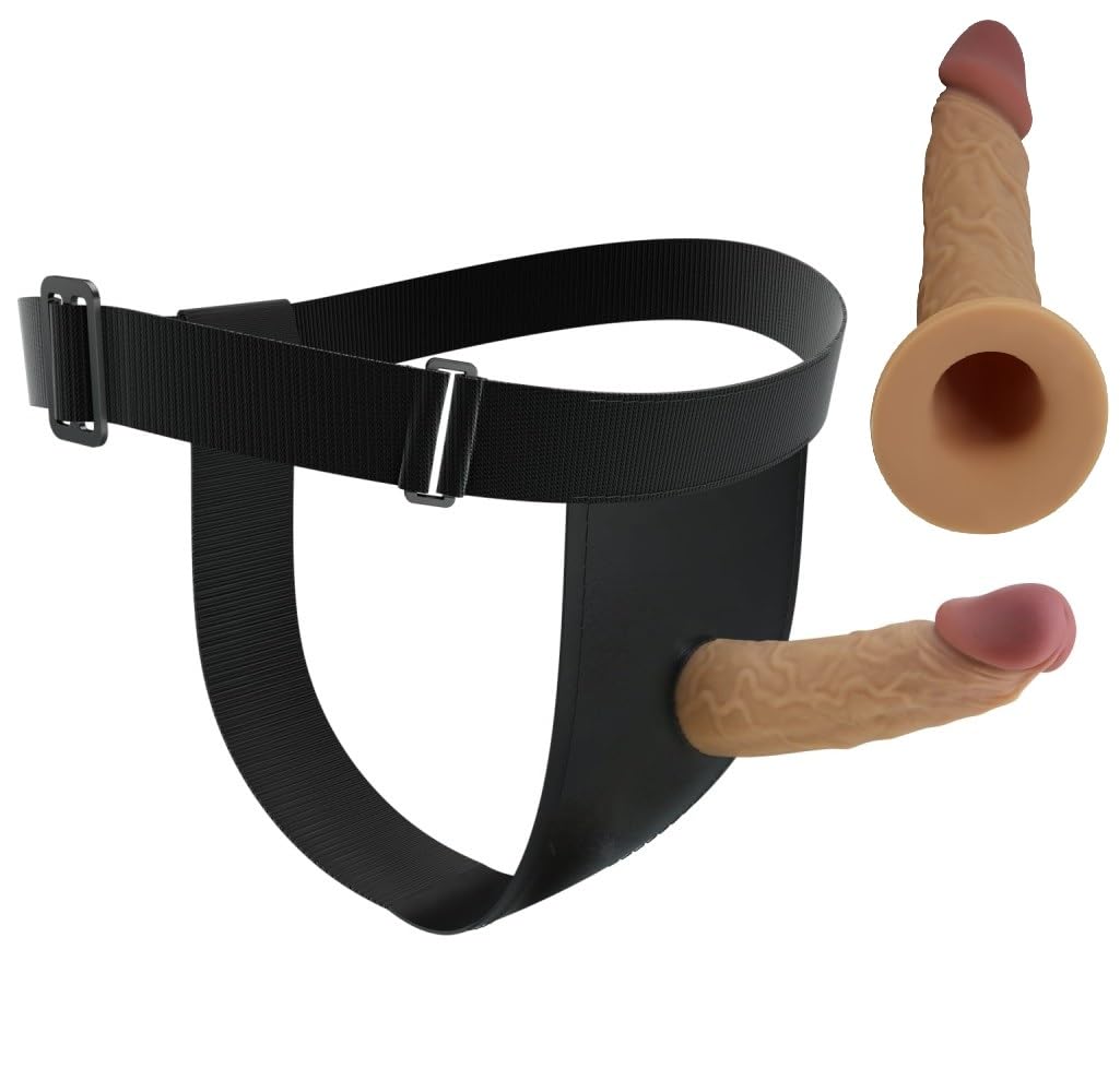 Strap on cavo indossabile uomo, Dildo indossabile in SILICONE, Strapon cintura fallica per Uomo, Pene indossabile vuoto che prolunga pene, Guaina fallica con cintura
