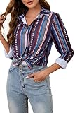 Damen gestreifte Hemden sind stilvoller als einfarbige Blusen. Kombinieren Sie Business Casual Bluse mit Hosen, Blazern, Jeans, Leggings, High Heels für formelle Outfits, schaffen Sie einen professionellen und eleganten Look