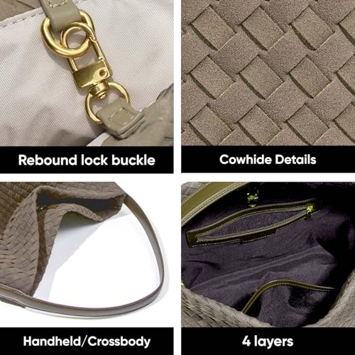 Image of Suede Woven Tote Bag for Women, Hobo Shoulder Bag for Work Travel