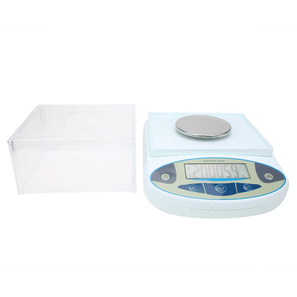Digitale Labor-Analysewaage 200 g x 0,001 g 1 mg, Hochpräzise Schmuckwaage mit 100 g Gewicht (EU-Stecker)