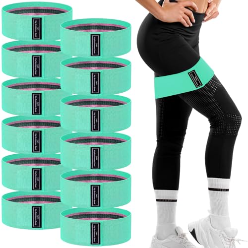 Image of 12 Pcs Fabric Resistance Bands for Working Out Non-Slip Booty Exercise Loop Bands for Women Men Glutes Hip Thigh Butt Yoga Pilates Fitness Gym, Light Medium Heavy