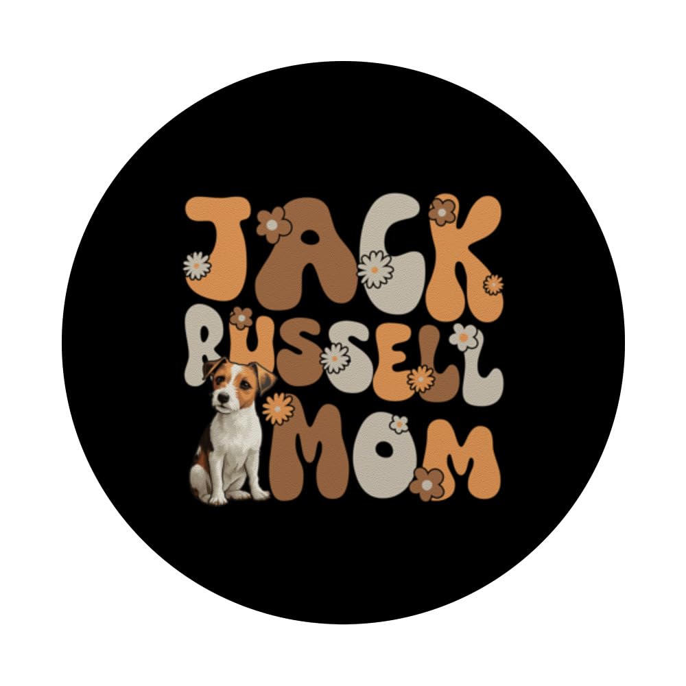 Jack Russell Terrier Groovy World's Best Jack Russell Mom PopSockets Swappable PopGrip, Black - Image 3