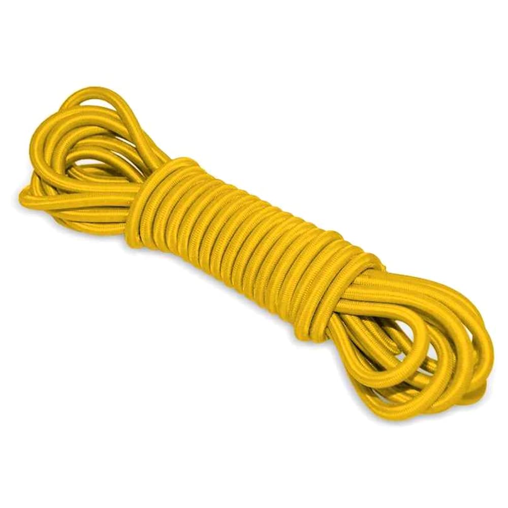 Yellow Bungee Cord - 5 m / 16 ft of 12 mm Bungee Rope, Shock Cord, Bungee Strap, Elastic Rope, Tie Down - UV Resistant, Stretch at least 100%, Universal Use, Parallel Rubber Cores