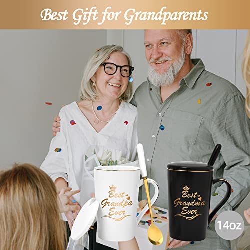 Cabtnca Grandparents Gifts, Best Grandma Grandpa Ever Mug Set, Mothers Day Christmas Gift for Grandparents Gifts for Grandma Grandpa from Granddaughter Grandkids, 14Oz Black & White - Image 3