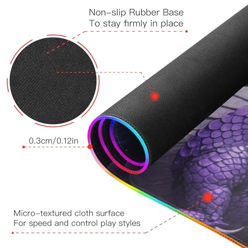 Tapis de souris dragon violet grand format contre la fatigue du poignet