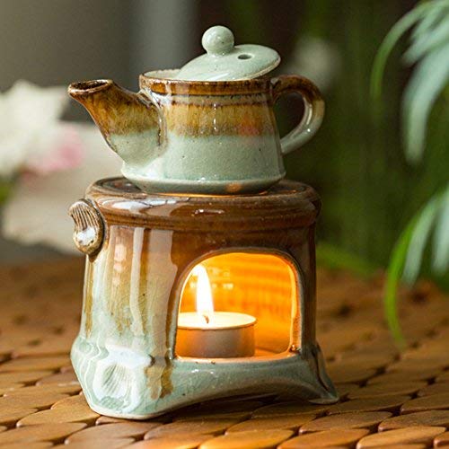 Aport Presents Studio Ceramica Ceramica Fragranze Domestiche Umidificatori Cum Olio Profumato Diffusore Aromatico (Marrone E Verde Pistacchio) (11,5 Cm X 10,9 Cm X #Aport-086
