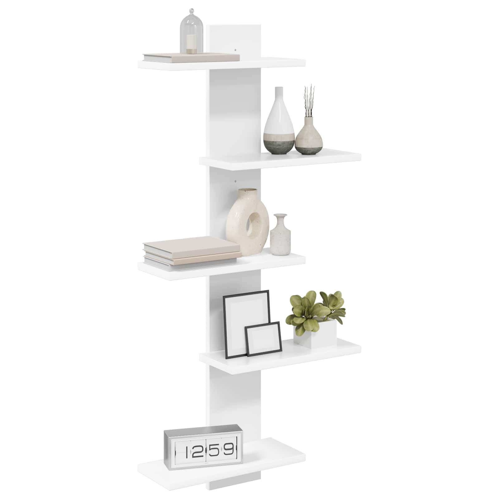 Scaffale da parete bianco, 48,5 x 15 x 101 cm, in legno