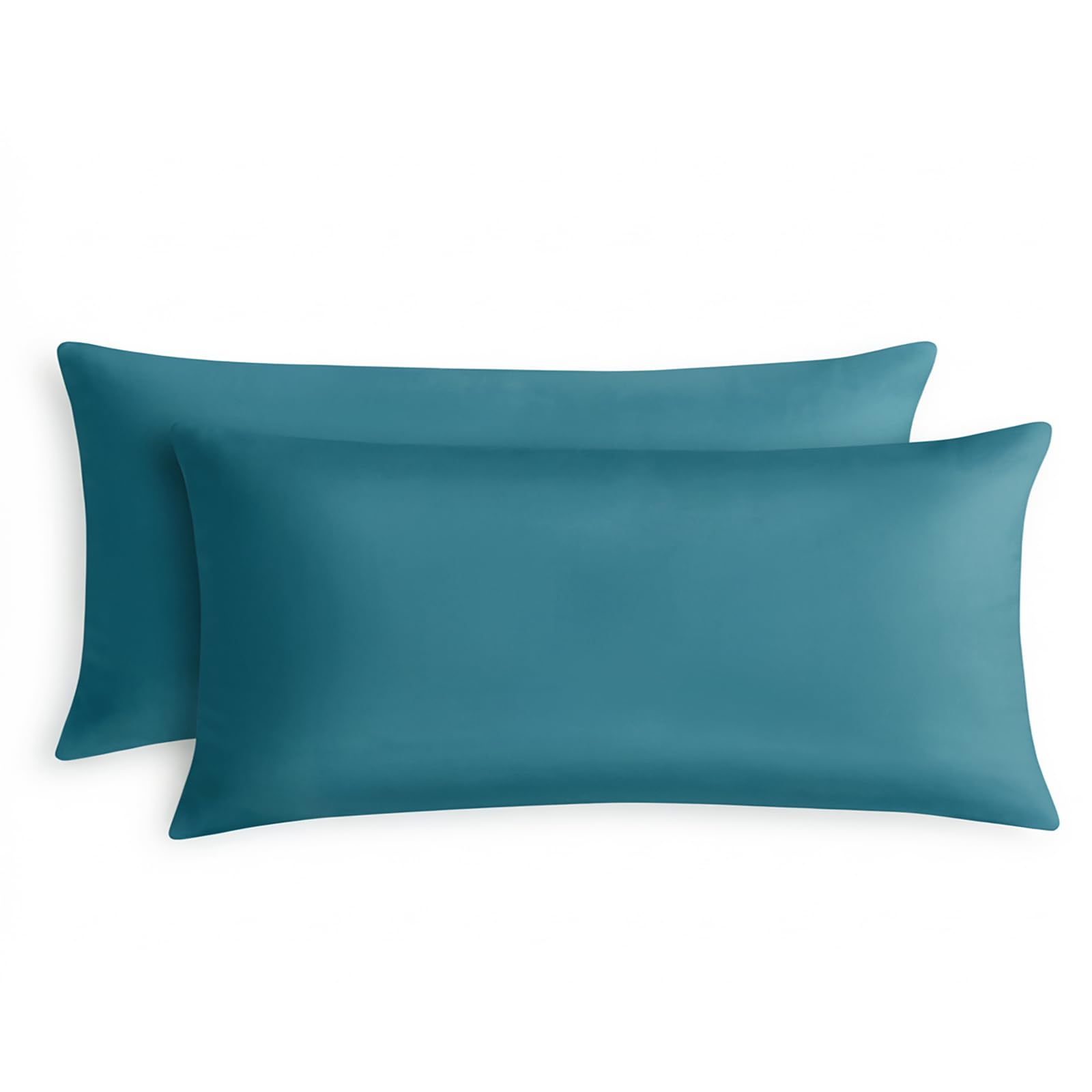 RUIKASI Pillow Cases 2 Pack King Size Teal - Plain Pillowcases with Envelope Closure Breathable Premium Brushed Microfiber Set of 2 Pillow Covers Standard 50x90 cm