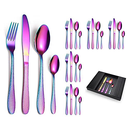 Ménagère Rainbow 24 pièces en acier poli miroir de qualité supérieure