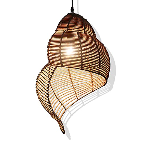 Art du rotin luminaire suspendu bambou osier pastoral ajustable