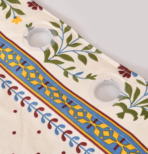 Image of Amazon Brand - Umi Bohemian Curtains for Window, Microfiber Cotton Curtain 5 Feet Long Pack of 2 Curtain with Tassels,Eyelets Included, 40-60% Room Darkening