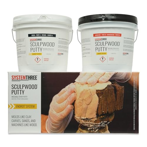 Image of System Three SculpWood Putty Epoxy Filler Putty, 2 Gal, Brown