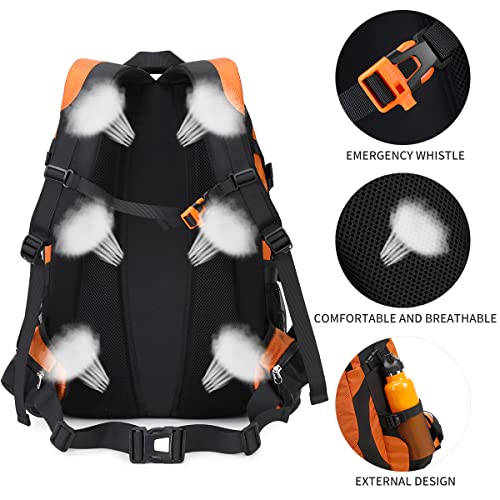 Bovip 40L Hiking Backpack Waterproof Lightweight Daypack Travel Sports Camping Backpack For Men Women Orange #TOP3