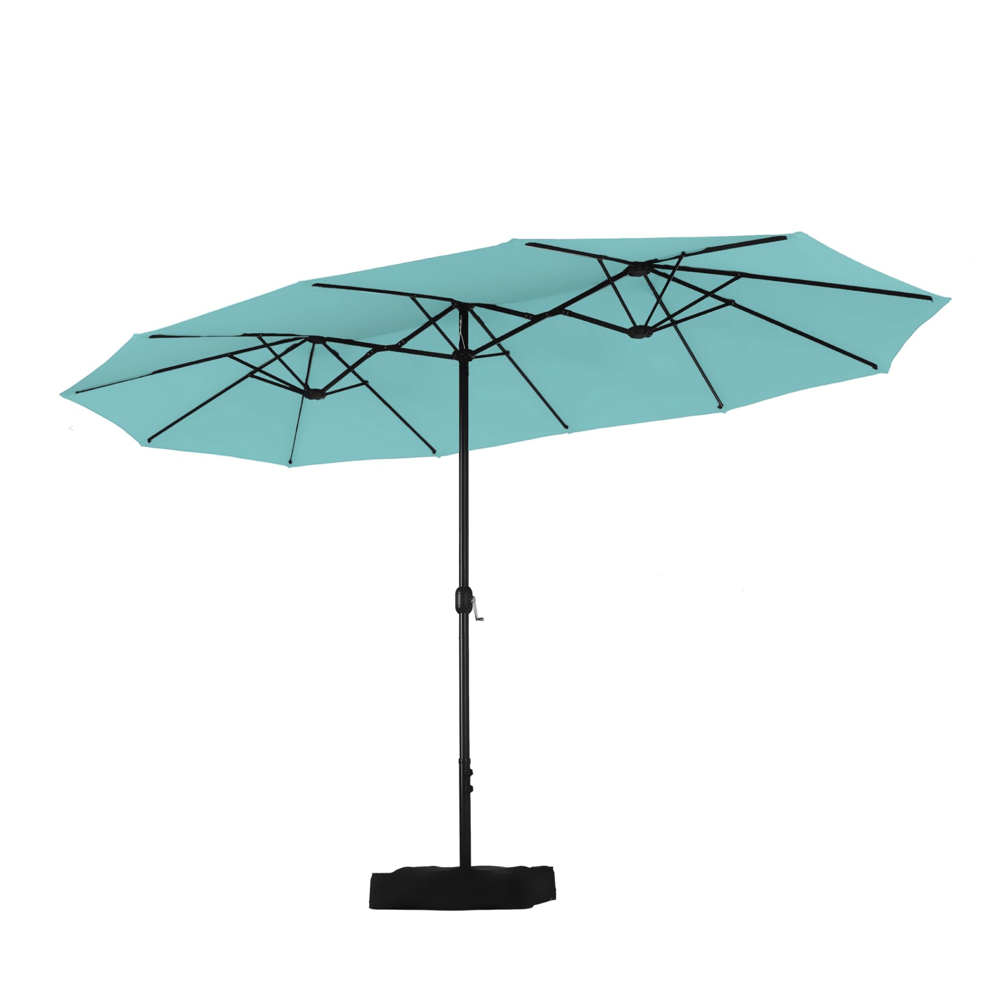PHI VILLA 2.7x4.5m Garden Parasol Umbrella for Sun Protection with Base Included and Crank Patio Outdoor Waterproof Umbrella,Turquoise