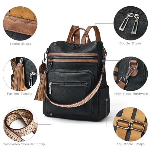 Image of Shrrie Vegan Leather Backpack Purse for Women with Adjustable Shoulder Bag