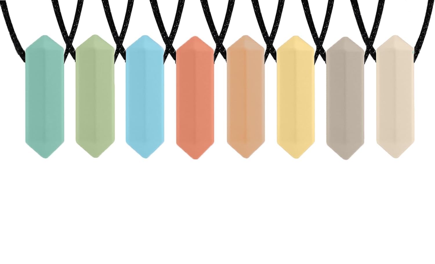 Tilcare Chew Chew Pencil Sensory Necklace 8 Set - Best for Kids or Adults That Like Biting or Have Autism - Perfectly Textured Silicone Chewy Toys - Chewing Pendant for Boys & Girls - Chew Necklaces