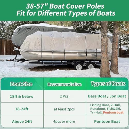 Nukugula Windproof Boat Cover Support Pole System 2 Pcs with 8 Adjustable Heights Telescoping Steel Furniture Cover Support Poles 18"-57" with Straps Storage Bag by Nukugula - Image 8