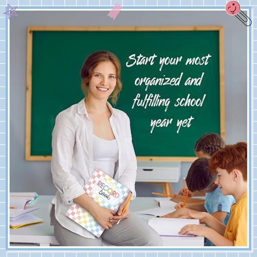 Fuyoooo Teacher Record Book 2026-2027 Teacher Grade Books Spiral Bound Record Planner 2026 Class Grade Book Office Favors for Classroom Attendance Planner Decoration Double Sided(Pastel, Checkered) - Image 6