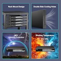 2.5G PoE Switch 16 Port mit 2X 10G SFP, VIMIN 16x 2.5G Base-T PoE Ports, 10G SFP PoE Switch w/ 120Gbps Ethernet Switching Kapazität, IEEE802.3af/at, 220W, VLAN, Metallgehäuse, Lüfterlos – Ansicht 7