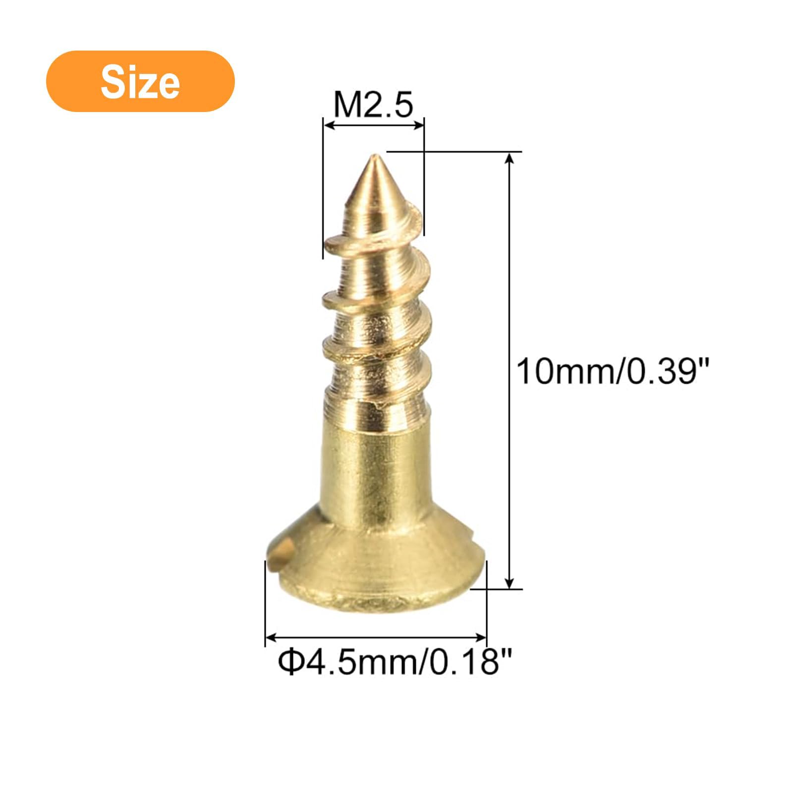 TA-VIGOR 100Pcs Self Tapping Screws, M2.5 Slotted Flat Head Screw, 10mm Round Head Slotted Tapping Screws - Image 2