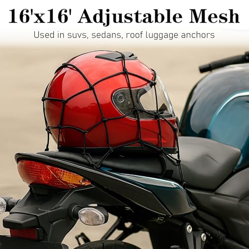 guduling 40x40cm Elastische Fahrradkorb Netz, Gepäcknetz Fahrradkorb, Gepäcknetz Motorrad mit 6 Haken, Dehnbar Sicherungsnetz Fahrradkorbnetz,Gepäcktasche (Schwarz)