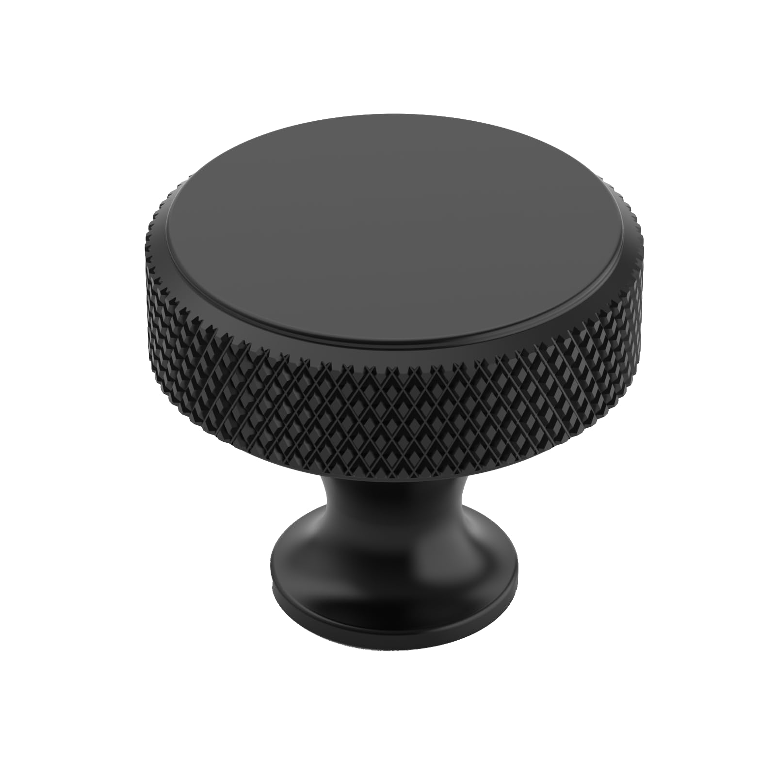 10 Pack 1-1/5"(30mm) Matte Black Knurled Cabinet Knobs for Dresser Kitchen Knobs for Cabinets Single Hole Cabinet Pulls Hardware