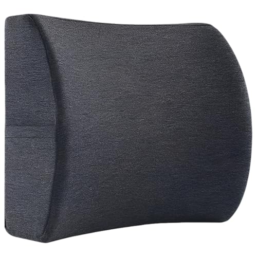 wkao Gray Memory Foam Lumbar Cushion, 12.6 X 11.8 in for Office Chair, Car, Home, Sweatshirt Fabric Cover