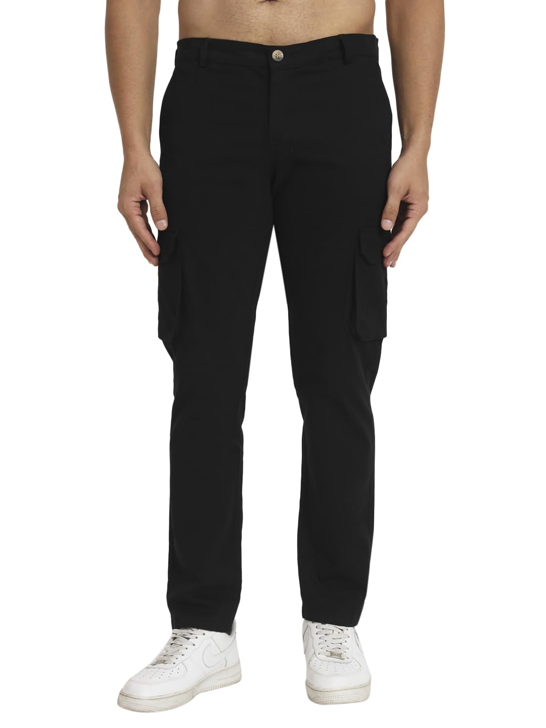 Slim Stretchable Cotton Pants Casual Wear and Flexibility, Ankle Length Cargos for Men, Trousers-image-0