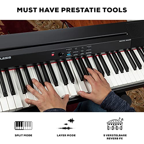 Alesis Recital Grand – Digitale piano met 88 gewogen toetsen van volledig formaat met gegradeerde hameractie, 16… - Image 5