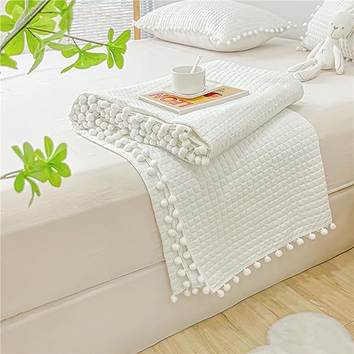 Chickwin Copriletto Trapuntato Estivo, Design a Sfera Nappa Tinta Unita Copriletti Trapuntati Copriletti Traspirante Microfibra Confortevole per Letto Singolo Matrimoniale King (200x230cm,Bianco)