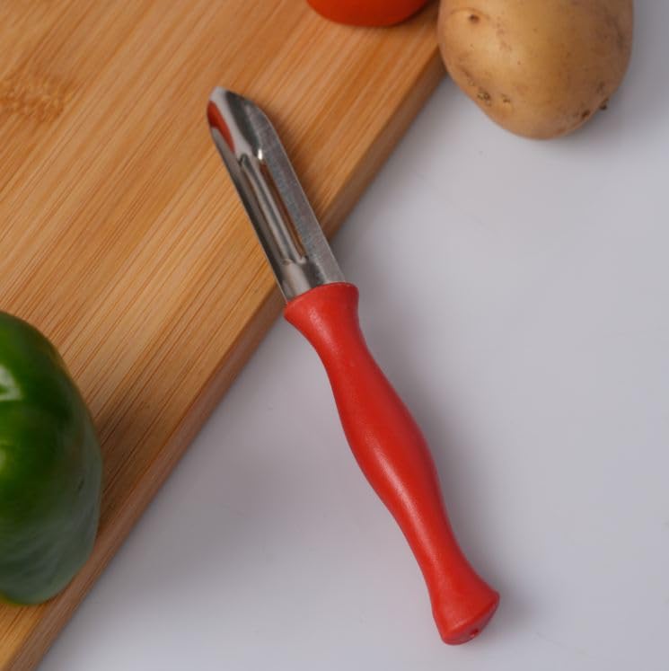 Image of Slyford 3-Piece Kitchen Knife & Peeler Set, High Carbon Stainless Steel, Non-Slip PP Handle, Cooking, Cutting, Slicing, Utility, Home and Restaurant Use (Multi Colour)