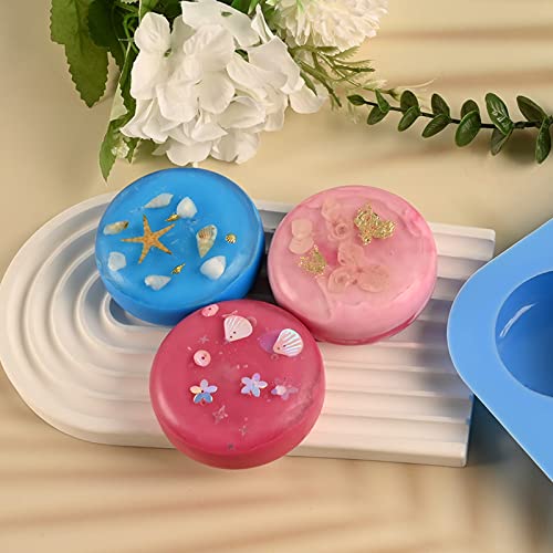 Image of Sakolla 2 Pack 4 Cavity Round Silicone Soap Molds Cylinder Handmade Soap Molds for Soap Making Supplies DIY Bath Bombs Shower Steamer Lotion Bars Cake Baking Candle Tray