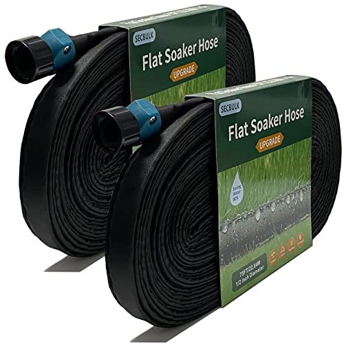 2025 Flat Soaker Hose 150 ft for Garden, 150' (75ft x 2) Linkable...