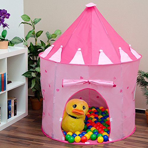 LittleTom Speeltent voor meisjes, 200 ballen, ballenbad, 100 x 100 x 135 cm, roze - Afbeelding 4
