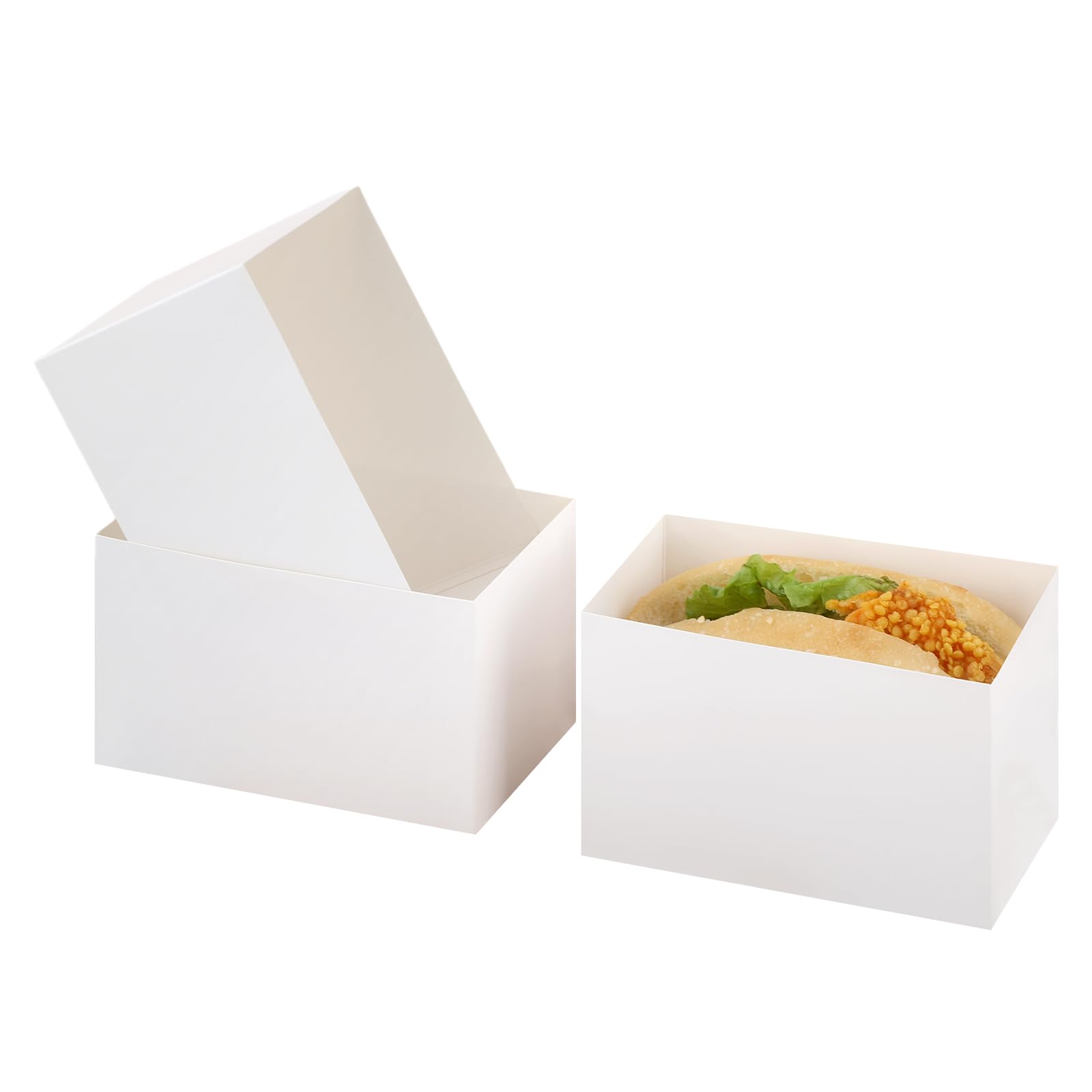 Bakbania 30 Pieces Paper Sandwich Boxes Take Out Containers Sandwich Cake Boxes for Toast, Donuts, Burgers(White)