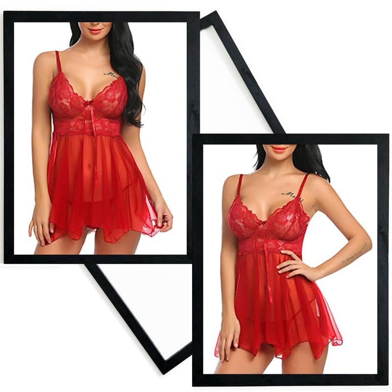 Image of Love Maker Women Honeymoon Special Babydoll Chemise Lingerie Night Dress for Wedding Night Small to 3XL