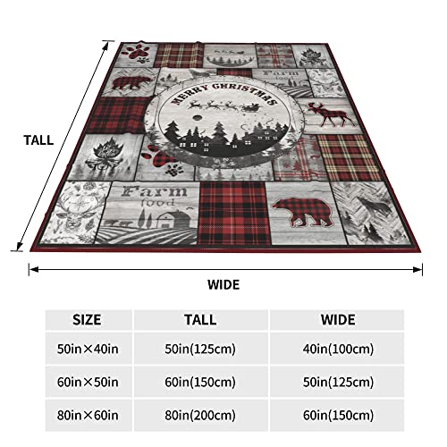 Rustic Cabin Throw Blanket Flannel Christmas Decor Woodland Blanket Bear Wolf Deer Plaid Blanket Lightweight Cozy Comfort For Southwestern Farmhouse Decor Couch Sofa Adult Kid Christmas Gift 50"X40" #TOP5