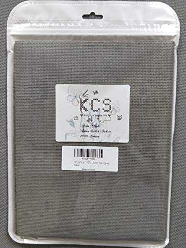 Image of 12 inch x 59 inch 14CT Counted Cotton Aida Cloth Cross Stitch Fabric (Dark Grey)
