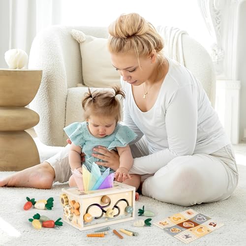 Miniatura 5 de Vanplay Juguetes Niños 1 Año, Caja De Pañuelos Juguetes Bebes 12 18 Meses, Juguetes Montessori 1 Años, Regalo Bebe Juguetes Sensoriales Educativos 1 2 3 Años Para Niños Niñas